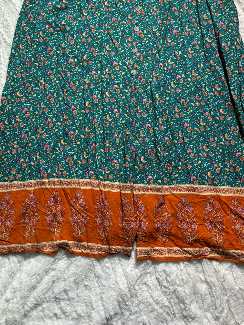 Natural Life Floral Maxi Dress Size Large Teal/Orange Hippie Groovy with Pockets - Picture 4 of 14